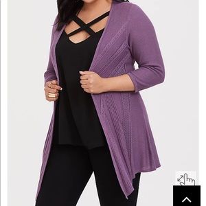 Torrid Purple Pointelle Longline Cardigan